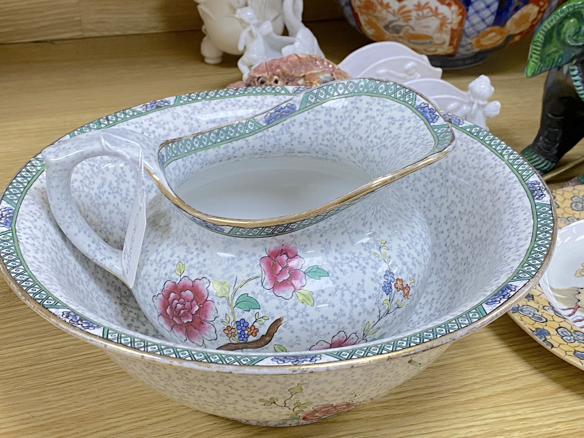 A quantity of mixed ceramics and glass including an Imari bowl